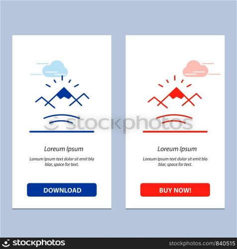 Mountains, River, Sun, Canada Blue and Red Download and Buy Now web Widget Card Template