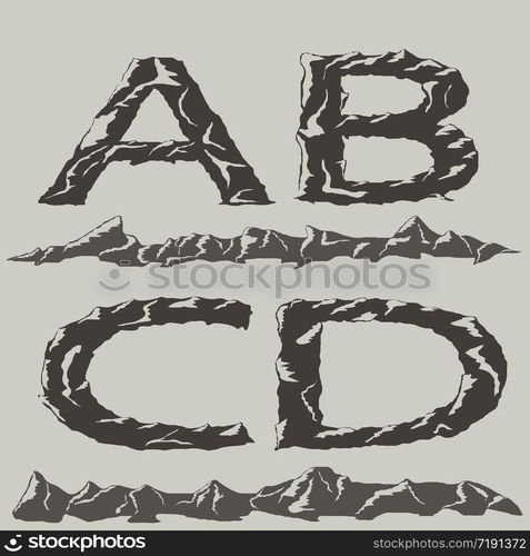 mountains silhouettes font, vector illustrator