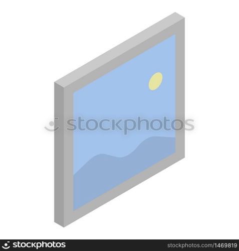 Mountains wall picture icon. Isometric of mountains wall picture vector icon for web design isolated on white background. Mountains wall picture icon, isometric style