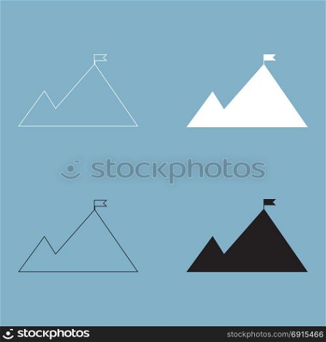 Mountains with a flag on top icon .. Mountains with a flag on top icon .