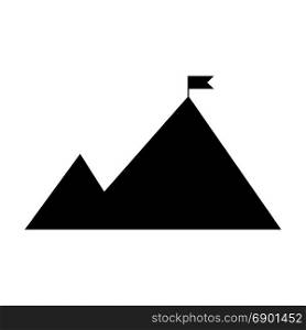 Mountains with a flag on top of the icon.