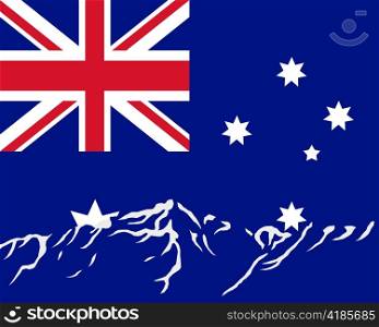Mountains with flag of Australia