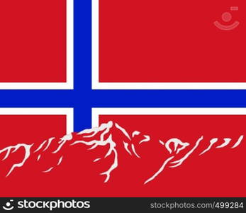 Mountains with flag of Norway