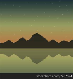 Mountains with river background. Nature vector illustration