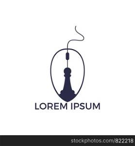 Mouse and chess icon logo design. Graphic design concept of marketing strategy Outline object.