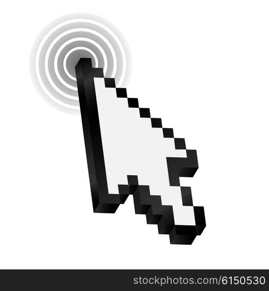 Computer mouse arrow 8 bit icon. Pixel pointer illustration symbol