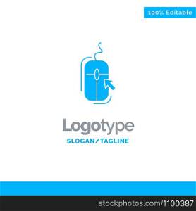 Mouse, Click, Internet, Online, Shopping Blue Solid Logo Template. Place for Tagline