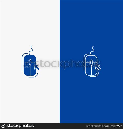 Mouse, Click, Internet, Online, Shopping Line and Glyph Solid icon Blue banner Line and Glyph Solid icon Blue banner
