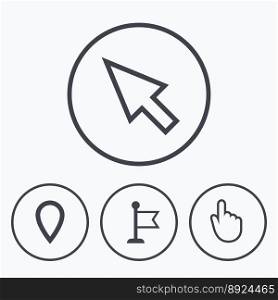 Mouse cursor icon hand or flag pointer symbols vector image