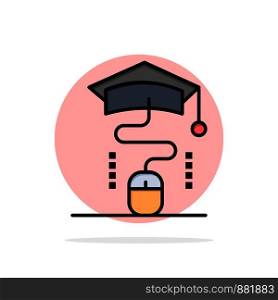 Mouse, Graduation, Online, Education Abstract Circle Background Flat color Icon
