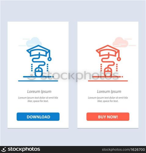 Mouse, Graduation, Online, Education  Blue and Red Download and Buy Now web Widget Card Template