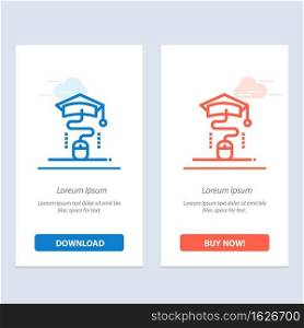 Mouse, Graduation, Online, Education Blue and Red Download and Buy Now web Widget Card Template