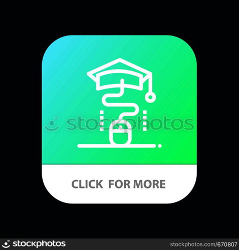 Mouse, Graduation, Online, Education Mobile App Button. Android and IOS Line Version