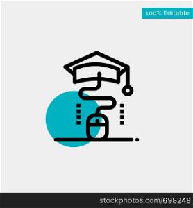 Mouse, Graduation, Online, Education turquoise highlight circle point Vector icon