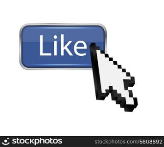 Mouse hand cursor on like button vector illustration