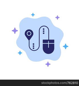 Mouse, Location, Search, Computer Blue Icon on Abstract Cloud Background