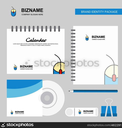Mouse Logo, Calendar Template, CD Cover, Diary and USB Brand Stationary Package Design Vector Template