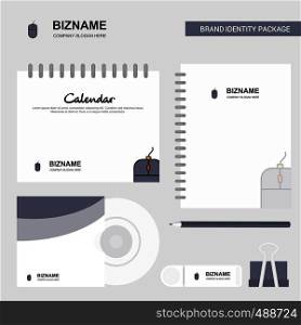 Mouse Logo, Calendar Template, CD Cover, Diary and USB Brand Stationary Package Design Vector Template
