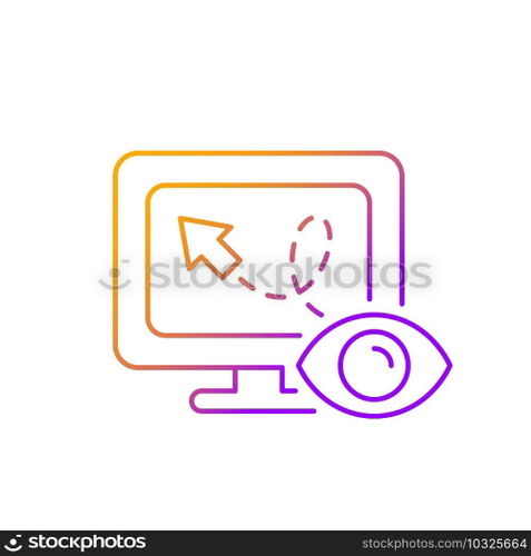 Mouse movement tracking gradient linear vector icon. Using for interfaces adaptation. Cursor tracking. Thin line color symbols. Modern style pictogram. Vector isolated outline drawing. Mouse movement tracking gradient linear vector icon
