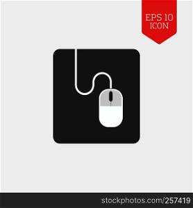 Mouse on mouse pad icon. Flat design gray color symbol. Modern UI web navigation, sign. Illustration element