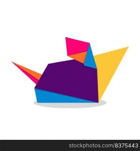 Mouse origami. Abstract colorful vibrant mouse logo design. Animal origami. Vector illustration