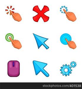 Mouse pointer icons set. Cartoon illustration of 9 mouse pointer vector icons for web. Mouse pointer icons set, cartoon style