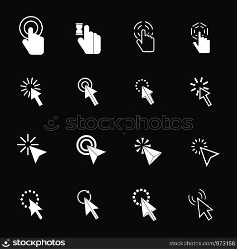 Mouse pointer icons set vector white isolated on grey background . Mouse pointer icons set grey vector