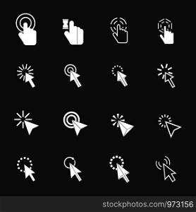 Mouse pointer icons set vector white isolated on grey background . Mouse pointer icons set grey vector