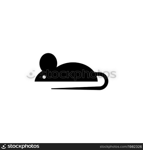 Mouse Rat Animal. Flat Vector Icon. Simple black symbol on white background. Mouse Rat Animal Flat Vector Icon