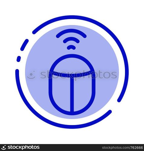 Mouse, Wifi, Computer Blue Dotted Line Line Icon