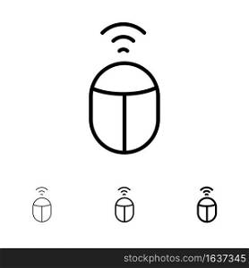 Mouse, Wifi, Computer Bold and thin black line icon set