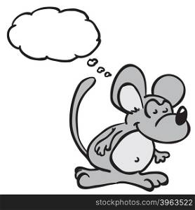 mouse with thought bubble cartoon