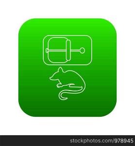 Mousetrap icon green vector isolated on white background. Mousetrap icon green vector