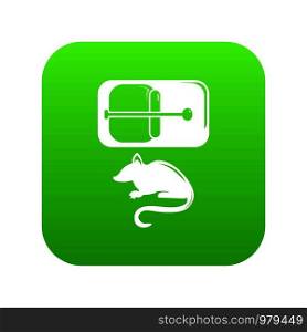 Mousetrap icon green vector isolated on white background. Mousetrap icon green vector