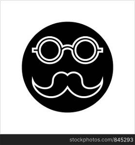 Moustache And Glasses Icon, Mustache And Glasses Icon Vector Art Illustration