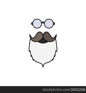 moustache, Hipster, movember, beared, men Flat Color Icon Vector