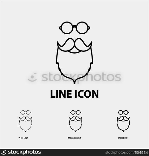 moustache, Hipster, movember, beared, men Icon in Thin, Regular and Bold Line Style. Vector illustration. Vector EPS10 Abstract Template background