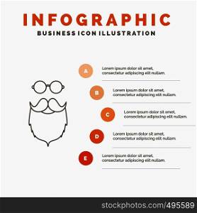 moustache, Hipster, movember, beared, men Infographics Template for Website and Presentation. Line Gray icon with Orange infographic style vector illustration. Vector EPS10 Abstract Template background