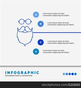 moustache, Hipster, movember, beared, men Infographics Template for Website and Presentation. Line Blue icon infographic style vector illustration. Vector EPS10 Abstract Template background