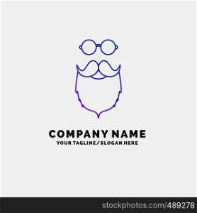moustache, Hipster, movember, beared, men Purple Business Logo Template. Place for Tagline. Vector EPS10 Abstract Template background
