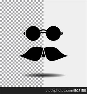 moustache, Hipster, movember, glasses, men Glyph Icon on Transparent Background. Black Icon. Vector EPS10 Abstract Template background