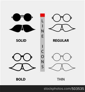 moustache, Hipster, movember, glasses, men Icon in Thin, Regular, Bold Line and Glyph Style. Vector illustration. Vector EPS10 Abstract Template background