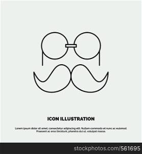 moustache, Hipster, movember, glasses, men Icon. Line vector gray symbol for UI and UX, website or mobile application. Vector EPS10 Abstract Template background