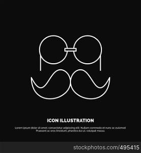 moustache, Hipster, movember, glasses, men Icon. Line vector symbol for UI and UX, website or mobile application. Vector EPS10 Abstract Template background