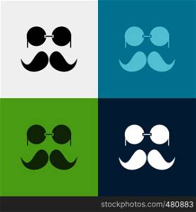 moustache, Hipster, movember, glasses, men Icon Over Various Background. glyph style design, designed for web and app. Eps 10 vector illustration. Vector EPS10 Abstract Template background