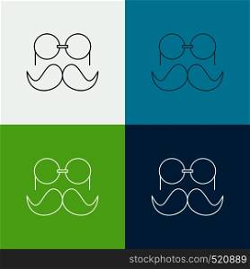 moustache, Hipster, movember, glasses, men Icon Over Various Background. Line style design, designed for web and app. Eps 10 vector illustration. Vector EPS10 Abstract Template background