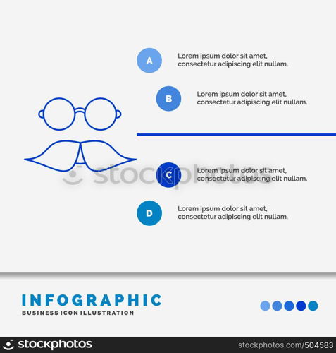 moustache, Hipster, movember, glasses, men Infographics Template for Website and Presentation. Line Blue icon infographic style vector illustration. Vector EPS10 Abstract Template background