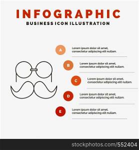 moustache, Hipster, movember, glasses, men Infographics Template for Website and Presentation. Line Gray icon with Orange infographic style vector illustration. Vector EPS10 Abstract Template background