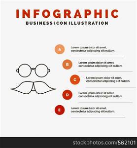 moustache, Hipster, movember, glasses, men Infographics Template for Website and Presentation. Line Gray icon with Orange infographic style vector illustration. Vector EPS10 Abstract Template background
