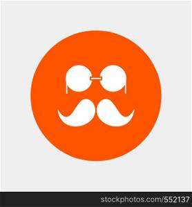 moustache, Hipster, movember, glasses, men White Glyph Icon in Circle. Vector Button illustration. Vector EPS10 Abstract Template background